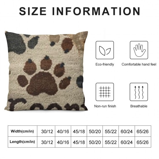 Set of  Decorative Throw Pillow Cover King Size Inches Dog Bones and Paw Prints Pillowcase with Hidden Zipper Decor Cushion Gift for Home Sofa Bedroom Couch Car