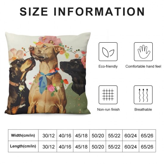 Spring Dog Pillow Covers Set of  Cute Animals Decorative Cushion Cases Summer Blossom Floral Throw Pillow Covers Spring Home Decor for Couch Bed Holiday