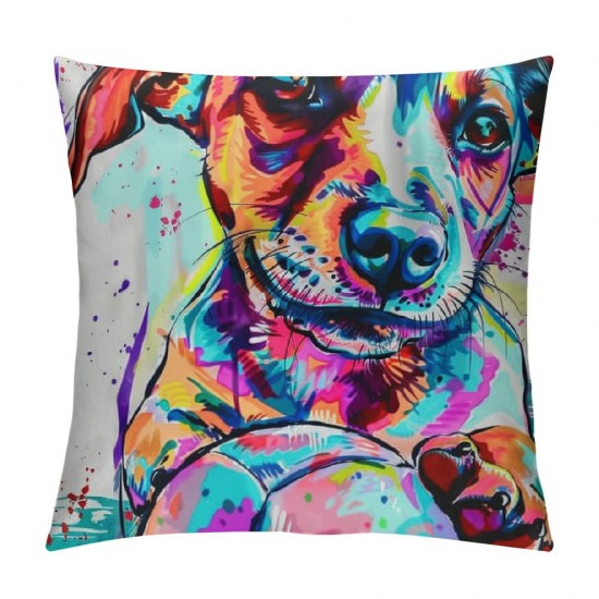 Cute Pet Wiener Dog Pattern Throw Pillow Covers Polyester Cushion Cover Pillowcases Sofa Home Decor "Inch ()