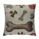 Qinduosi  Dogs Paws and Bones Throw Pillow Cover,Lovely Cartoon Adorable Footprint Decorative Pillow Cases Linen Square Cushion Covers for Home Sofa Couch inch