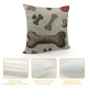 Qinduosi  Dogs Paws and Bones Throw Pillow Cover,Lovely Cartoon Adorable Footprint Decorative Pillow Cases Linen Square Cushion Covers for Home Sofa Couch inch