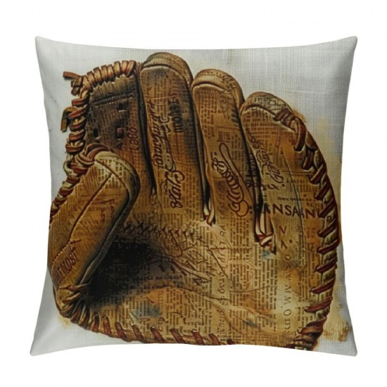 Qinduosi Vintage Baseball Baseball Glove Linen Throw Pillow Case, Inch Set of  Baseball Decor, Gift for Baseball Lover, Baseball Player Gift, Gift Dad, Son, Husband, Cushion Cover for Sofa Couch Bed