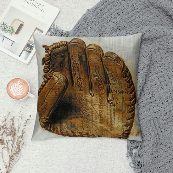 Qinduosi Vintage Baseball Baseball Glove Linen Throw Pillow Case, Inch Set of  Baseball Decor, Gift for Baseball Lover, Baseball Player Gift, Gift Dad, Son, Husband, Cushion Cover for Sofa Couch Bed