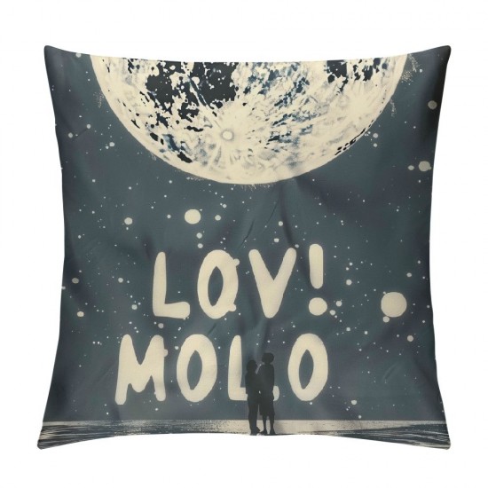 Qinduosi I Love You to The Moon and Back Lunar Gray Throw Pillow Cover inch Couple Valentine’s Day Decorative Pillowcase, Love Words Decor Decorations for Home Sofa Living Room