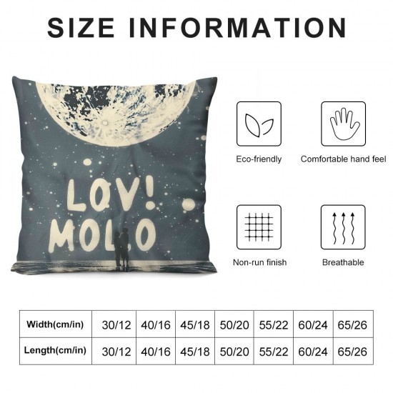 Qinduosi I Love You to The Moon and Back Lunar Gray Throw Pillow Cover inch Couple Valentine’s Day Decorative Pillowcase, Love Words Decor Decorations for Home Sofa Living Room