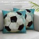 Qinduosi Vintage Soccer Pillow Cover Inch Throw Pillow Case Personalized Square Pillow Sham Linen Decoration New Home Men Women Boys Girls Sofa Couch Bed (Football)