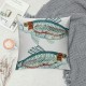 Qinduosi  Embroidery  Decorative Throw Pillow Cover Cute Animal Pattern Cushion Cover for Couch Sofa Bed (Fish,