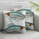 Qinduosi  Embroidery  Decorative Throw Pillow Cover Cute Animal Pattern Cushion Cover for Couch Sofa Bed (Fish,