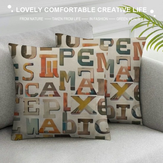 Boho Smile Sun ABC Alphabet Throw Pillow Cover, inch Pillow Covers Set of , Decor Home Kids Room Nursery Playroom Reading Room, Gifts for Book Lovers Girls Boys