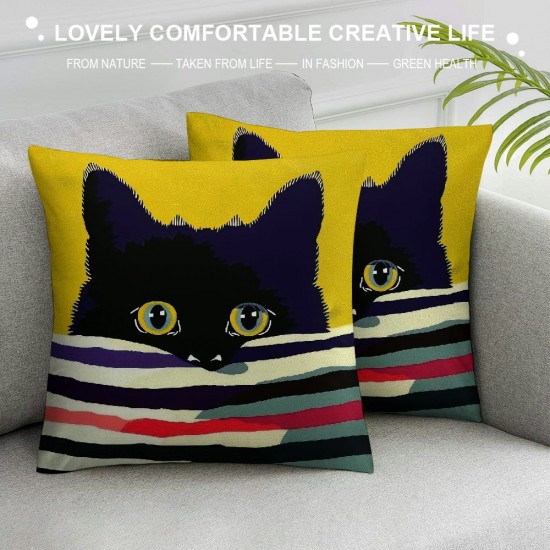 cat gifts,Cat Gifts for Women,Cat Mom Gifts,Cat Pillow Covers ,Cat Pillow Cases,Pink Cat Throw Pillows,Black Cat Gifts for Cat Lovers,gifts for cat lovers,cat gifts for cat lover gifts (yelllow)