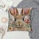 Qinduosi Spring Rabbit Pillow Cover Watercolor Rabbit Flower Cushion Cover Happy Easter Farmhouse Spring Home Decoration Pillowcases ”,for Couch/Sofa/Bedroom/Patio