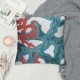 Qinduosi Embroidered Cute Nautical Animal Pillow Cover,Square  Inches Decorative Canvas Pillow Cover for Nautical Style Deco by (Seagreen-Coral)