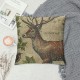 Qinduosi Vintage Wildlife AnimalsThrow Pillow Covers Squirrel Bear Elk Rabbit with Green Plants Cushion Cover Home Decor Square Linen Pillowcase  Set of  (Animals)