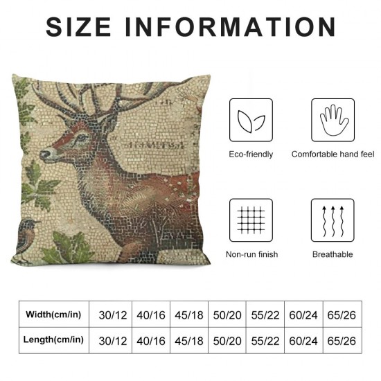 Qinduosi Vintage Wildlife AnimalsThrow Pillow Covers Squirrel Bear Elk Rabbit with Green Plants Cushion Cover Home Decor Square Linen Pillowcase  Set of  (Animals)