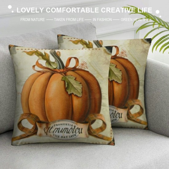 Qinduosi Farmhouse Animal Fall Decor Pillow Covers Set of Stripes Retro Farmer's Market Truck Turkey Cow Sheep Pumpkin Floral Farm Fresh Autumn Decorative Throw Pillow Case Cushion Cover F