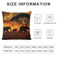 Qinduosi  Throw Pillows Covers Black Silhouette Elephants African Wild Animal Herd in The Sunset Home Decorative,Cushion Cover for Bedroom Sofa Living Room Pack of