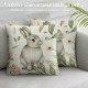 Qinduosi Spring Easter Pillow Covers Pack of  Bunny Floral Leaf Throw Pillow Covers Outdoor Indoor,Spring Holiday Decor Rabbit Pillowcase Farmhouse Decorative Linen Cushion Case for Home Sofa