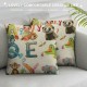 Animal Alphabet Throw Pillow Covers  Inch Linen Square Cushion Case Set of , Home Decoration Pillowcase and Outdoor Decorative Pillows for Couch Sofa Bed