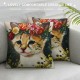 Set of  Watercolor Pattern Lovely Animals Throw Pillows Cases Cute Elephant Giraffe Zebra Tiger Baby with Leaves Flowers Garland Pillow Covers Cushions Covers for Couch, Linen