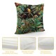 Qinduosi Inches Throw Pillow Cushion Cover - Green Jungle Pattern Animals Duplex Printing Velvet Fabric Luxury American Style Couch Sofa Pillow with Tassel for Living Room Bedroom