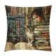 Qinduosi Read Books Cat Throw Pillow Cover Cushion Case Linen Home Office Decoration Inch