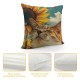 Qinduosi  Spring Pillow Covers Inch Orange Cat Sunflowers Throw Pillowcase Summer Home Sofa Bedroom Living Room Holiday Cushion Case Modern Decorations