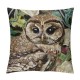 Watercolor Owl Pillowcases Bird Cute Animal in Plants and Flowers Art Painting Pillow Case Decorative Throw Pillow Cover for Home Sofa Office