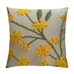 Decorative Pillowcases inch Pack of  Yellow Sea Buckthorn Fruit Embroidered Throw Pillow Covers Farmhouse Pillow Cushion Cases Home Decor Square Floral Pillow Case