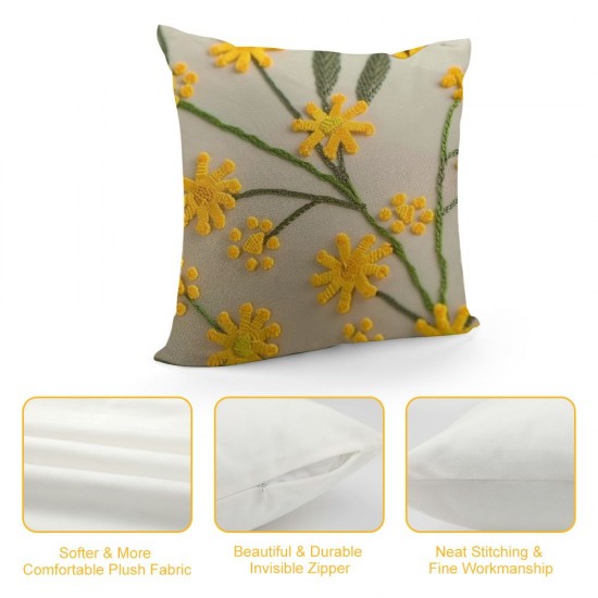 Decorative Pillowcases inch Pack of  Yellow Sea Buckthorn Fruit Embroidered Throw Pillow Covers Farmhouse Pillow Cushion Cases Home Decor Square Floral Pillow Case