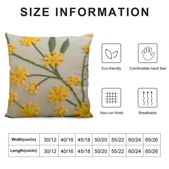 Decorative Pillowcases inch Pack of  Yellow Sea Buckthorn Fruit Embroidered Throw Pillow Covers Farmhouse Pillow Cushion Cases Home Decor Square Floral Pillow Case