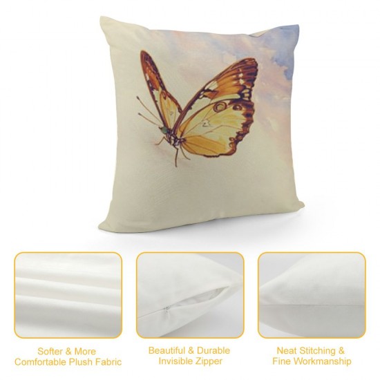 Spring Wildflowers Throw Pillow Covers Inch Set of ,Floral Butterfly Decorative Pillow Covers,Farmhouse Summer Outdoor Pillow Case for Sofa Couch Decor(