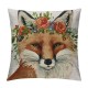 Throw Pillow Covers Animal with Flower Wreath Linen Square Home Decorative Throw Pillow Case Cushion Covers Inches (Dog)