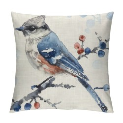 Qinduosi Blue Bird Pillow Covers inches Cyanistes Caeruleus Animals Double Sided Printing for Couch Sofa Outdoor Car