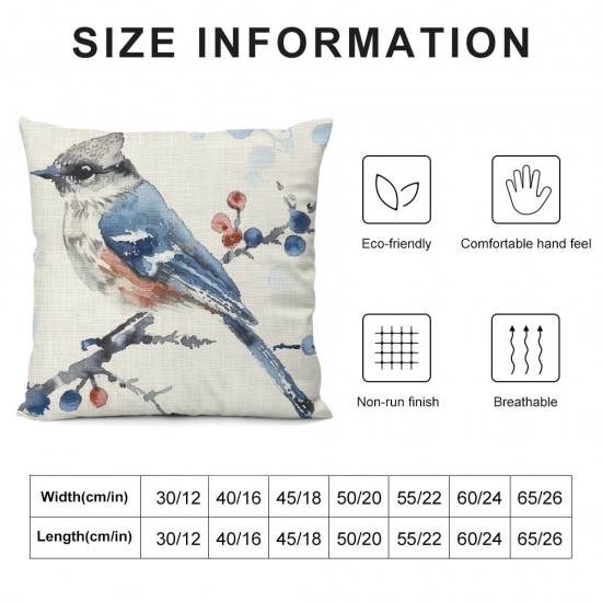 Qinduosi Blue Bird Pillow Covers inches Cyanistes Caeruleus Animals Double Sided Printing for Couch Sofa Outdoor Car