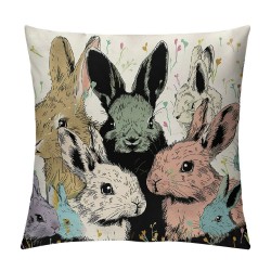 Easter Pillow Covers Inch Colorful Bunny Rabbits Throw Pillowcase Home Sofa Bedroom Cushion Case Seasonal Farmhouse Decorations