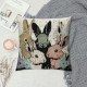 Easter Pillow Covers Inch Colorful Bunny Rabbits Throw Pillowcase Home Sofa Bedroom Cushion Case Seasonal Farmhouse Decorations