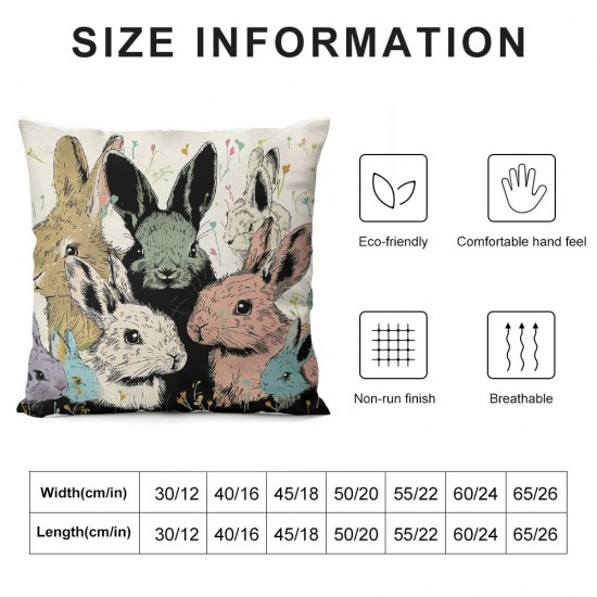 Easter Pillow Covers Inch Colorful Bunny Rabbits Throw Pillowcase Home Sofa Bedroom Cushion Case Seasonal Farmhouse Decorations