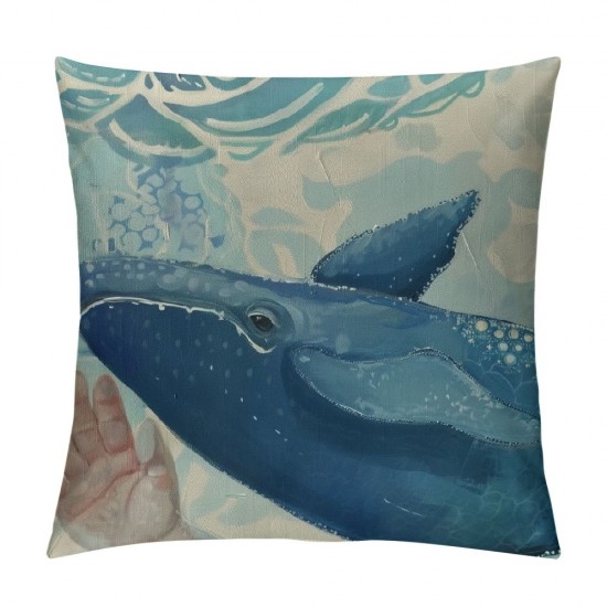 Qinduosi  Summer Pillow Covers Inch Set of  Seahorse Whale Dolphin Throw Pillow Covers Ocean Summer Farmhouse Cushion Case Decor for Sofa Couch