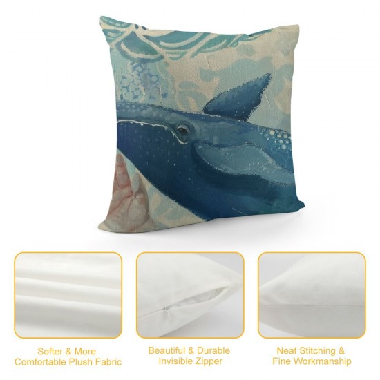 Qinduosi  Summer Pillow Covers Inch Set of  Seahorse Whale Dolphin Throw Pillow Covers Ocean Summer Farmhouse Cushion Case Decor for Sofa Couch