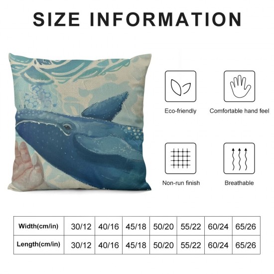 Qinduosi  Summer Pillow Covers Inch Set of  Seahorse Whale Dolphin Throw Pillow Covers Ocean Summer Farmhouse Cushion Case Decor for Sofa Couch