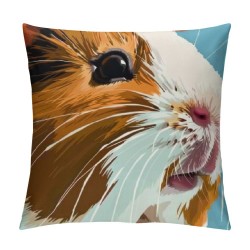 Qinduosi Guinea Pig Throw Pillow Covers Set of Inch,Rodent Animal Mouse Cartoon Lovely Head Portrait Furry Comic Pillowcases for Bed Standard Size Decorative Couch Living Room Office Outdoor