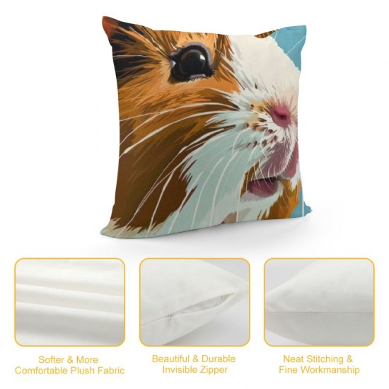 Qinduosi Guinea Pig Throw Pillow Covers Set of Inch,Rodent Animal Mouse Cartoon Lovely Head Portrait Furry Comic Pillowcases for Bed Standard Size Decorative Couch Living Room Office Outdoor