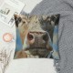 Brown Cow Throw Pillow Cover Head Oil Painting Animal Farm Chew Face Vivid Head Bovine Pet Hairy Pillow Case Inch Decorative Men Women Boy Girl Room Cushion Cover for Home Couch Bed