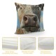 Brown Cow Throw Pillow Cover Head Oil Painting Animal Farm Chew Face Vivid Head Bovine Pet Hairy Pillow Case Inch Decorative Men Women Boy Girl Room Cushion Cover for Home Couch Bed