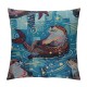 Animal Cute Brown Otters Linen Throw Pillow Case Cushion Cover Home Office Decorative Square Inches Without Pillow Insert