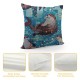 Animal Cute Brown Otters Linen Throw Pillow Case Cushion Cover Home Office Decorative Square Inches Without Pillow Insert