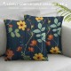 Square Throw Pillow Covers Forest Floral Flowers Leaves Cute Fox Pillow Cases Decorative for Home Bedroom Sofa Pillowcases Standard Size Inch