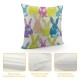 Qinduosi  Easter Pillow Cover Inch Colorful Bunnies Decorations Holiday Farmhouse Spring Pillow Case for Home Sofa Couch Decor AA