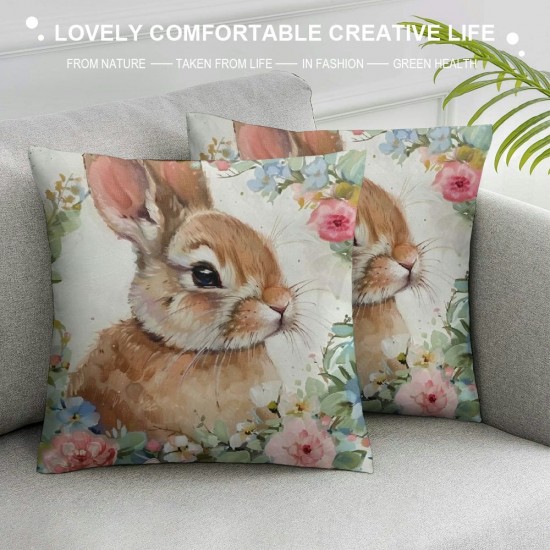 Qinduosi Rabbit Pillow Covers , Rabbit Gifts for Girls Rabbit Lovers Owners, Rabbit Decor, Just a Girl Who Loves Rabbits Pillow Case, Bunny Pillow Cases