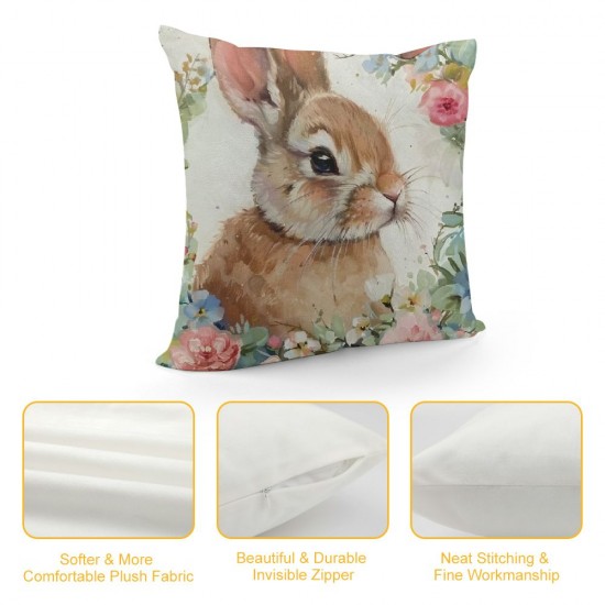 Qinduosi Rabbit Pillow Covers , Rabbit Gifts for Girls Rabbit Lovers Owners, Rabbit Decor, Just a Girl Who Loves Rabbits Pillow Case, Bunny Pillow Cases